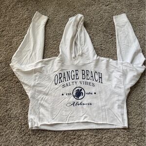 White Hoodie with Blue Graphic Print